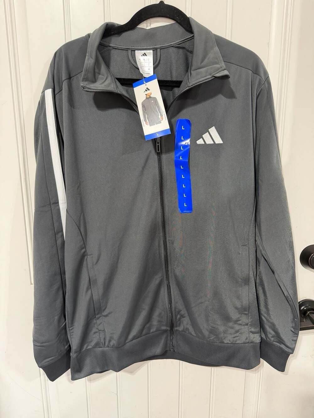 Adidas M 3S Tricot TT Size L Grey Track Jacket